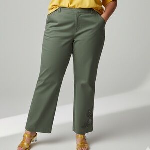Basic Editions Olive Green Pants Size 16 Cotton Casual Weekend